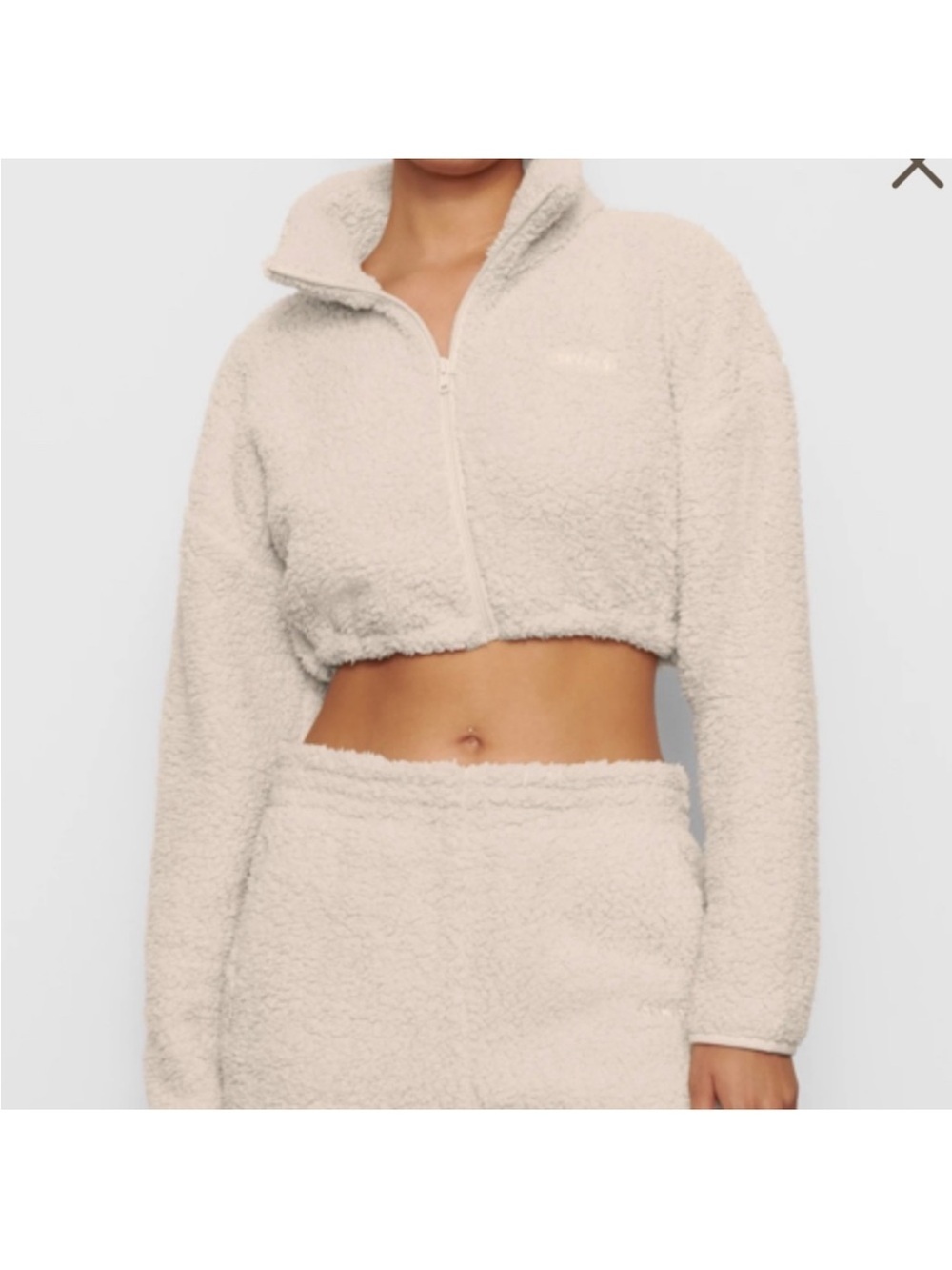 SKIMS Cropped Teddy Zip Jacket - Ivory